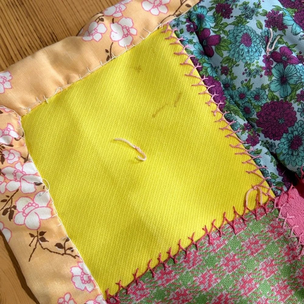 Handmade patchwork quilt throw blanket